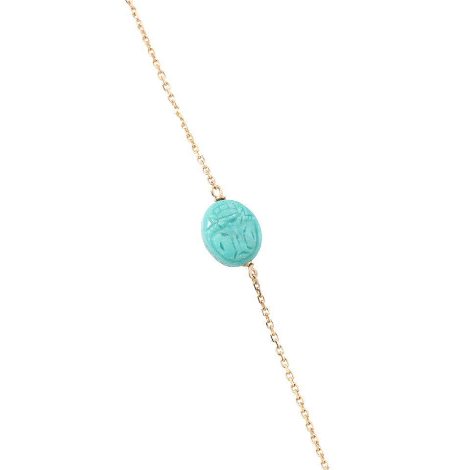 AURELIE BIDERMANN-Turquoise Scarab Station Necklace-YELLOW GOLD