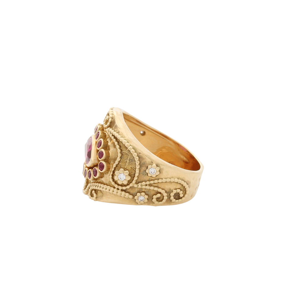 AURELIE BIDERMANN-Rubellite Cashmere Ring-YELLOW GOLD