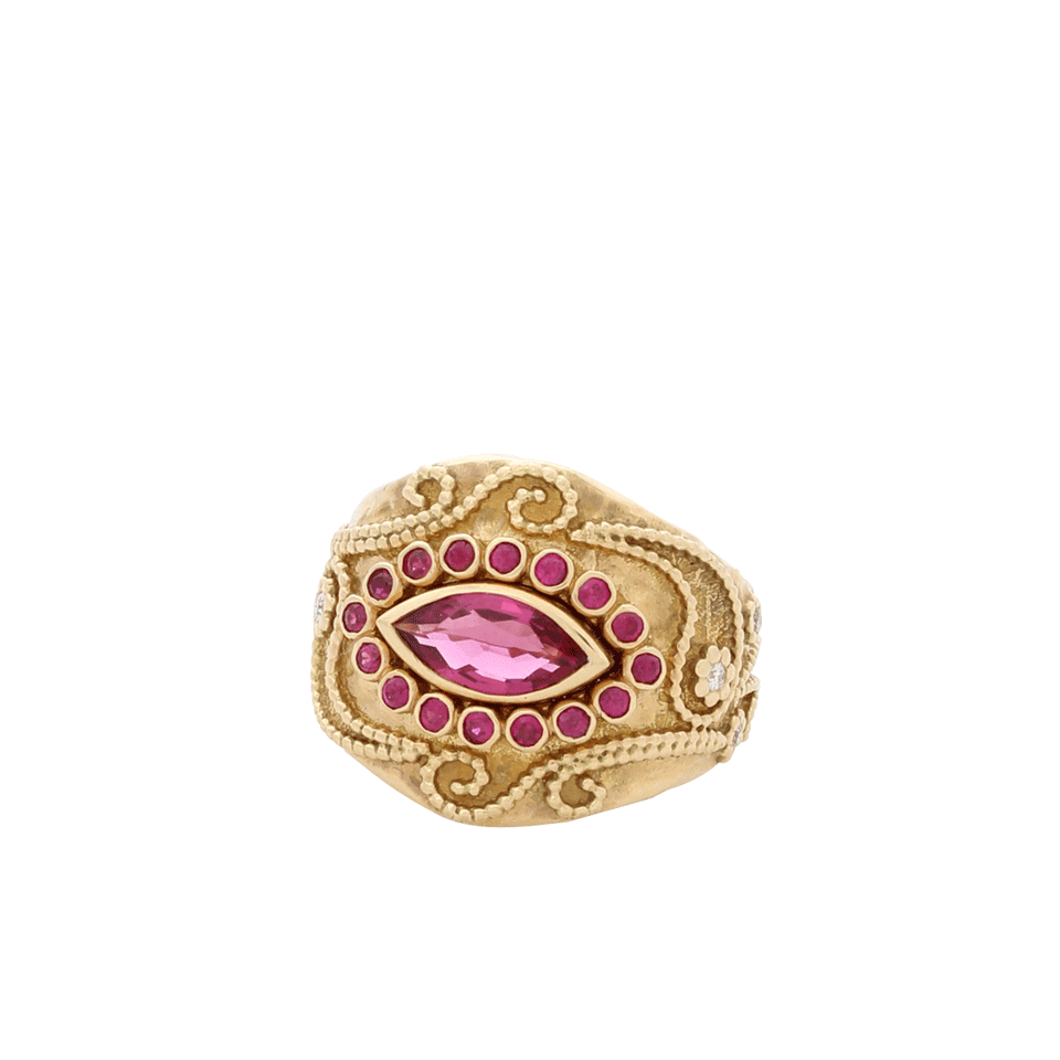 AURELIE BIDERMANN-Rubellite Cashmere Ring-YELLOW GOLD