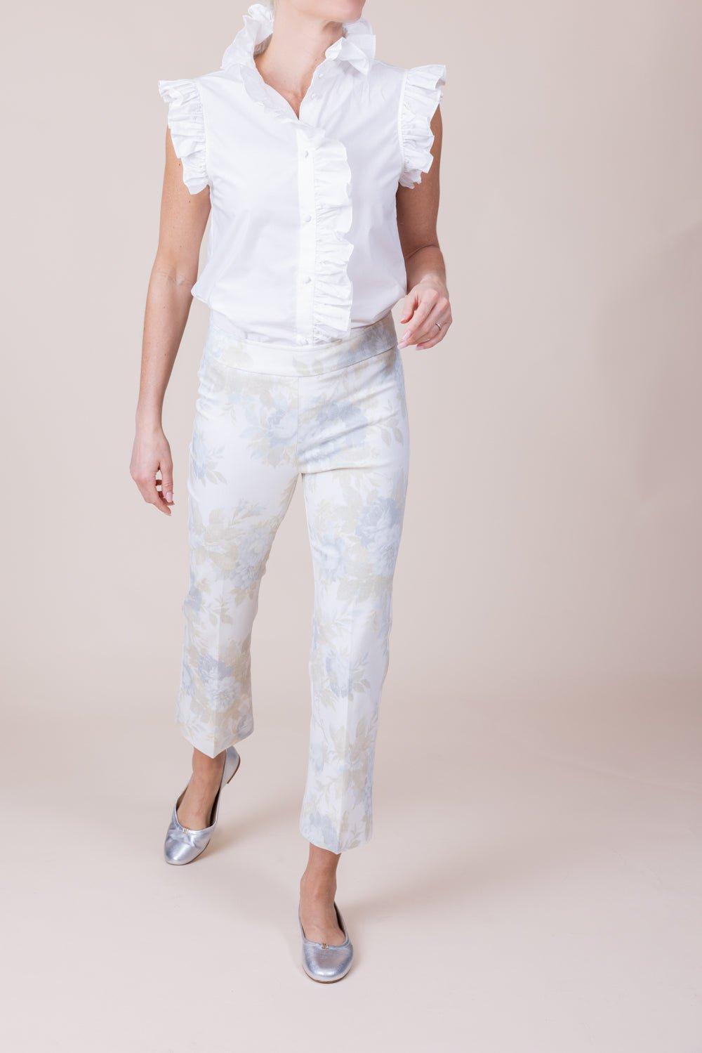 AVENUE MONTAIGNE-Leo Crop Flare Pant - Beige Flower-