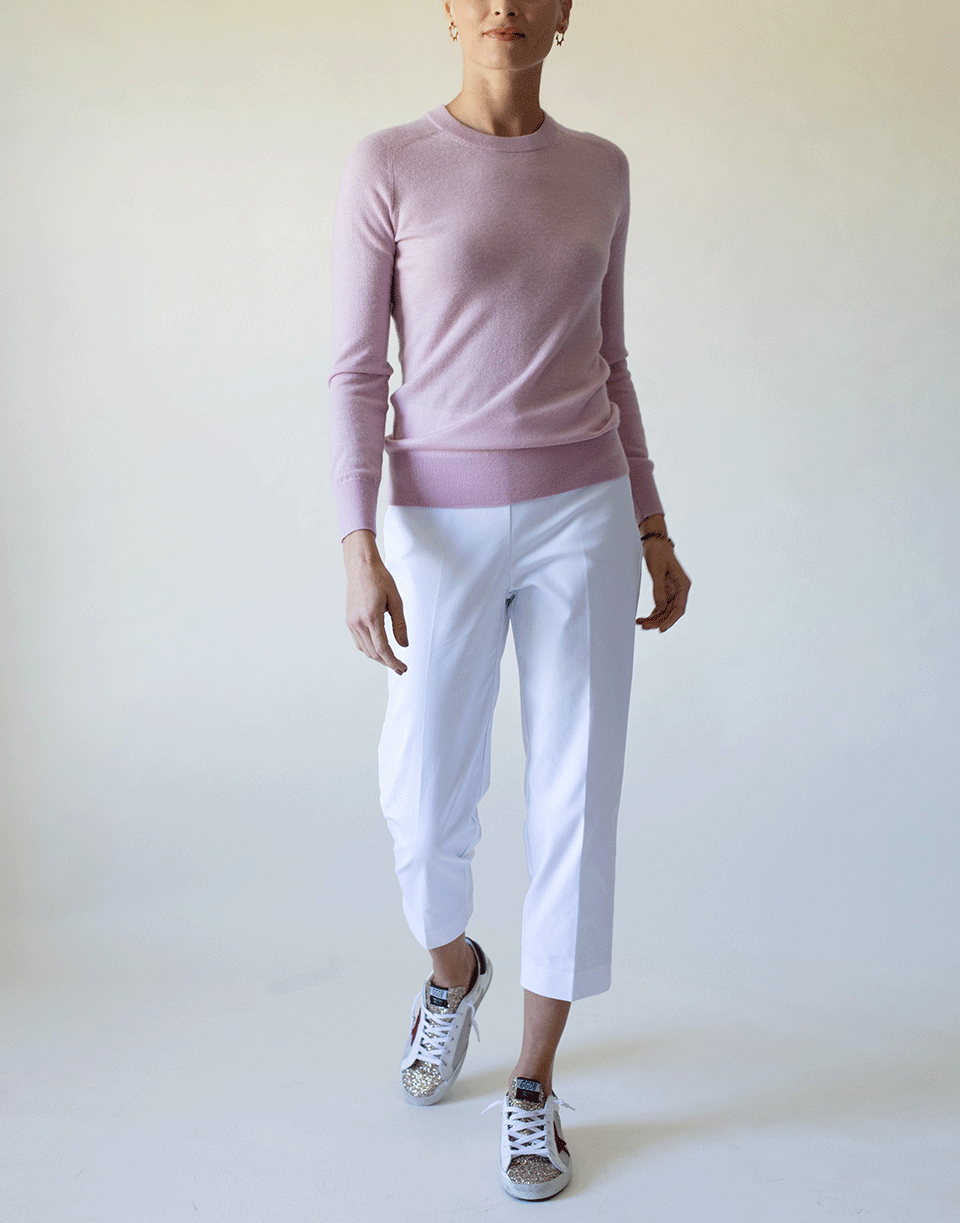 AVENUE MONTAIGNE-White Brigitte Straight Side Slit Pull-On Pant-