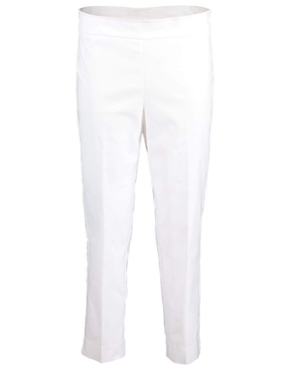 AVENUE MONTAIGNE-White Brigitte Straight Side Slit Pull-On Pant-