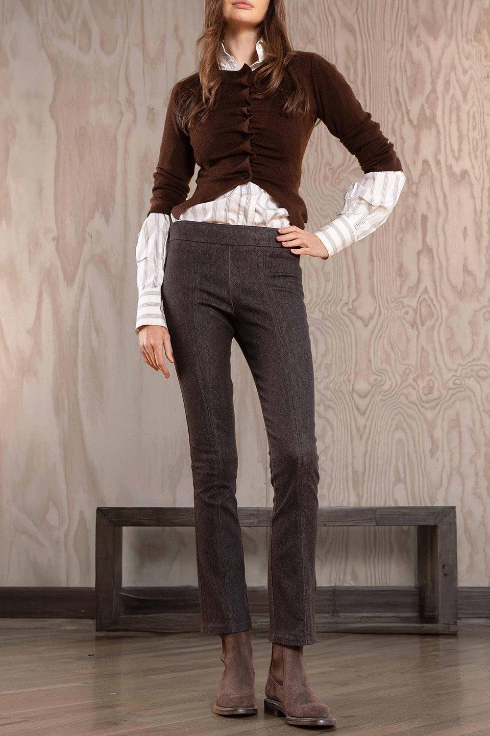 Jet Set Stretch Pant - Brown Denim-BRNDENM-2-CLOTHINGPANTSLIM FIT-AVENUE MONTAIGNE