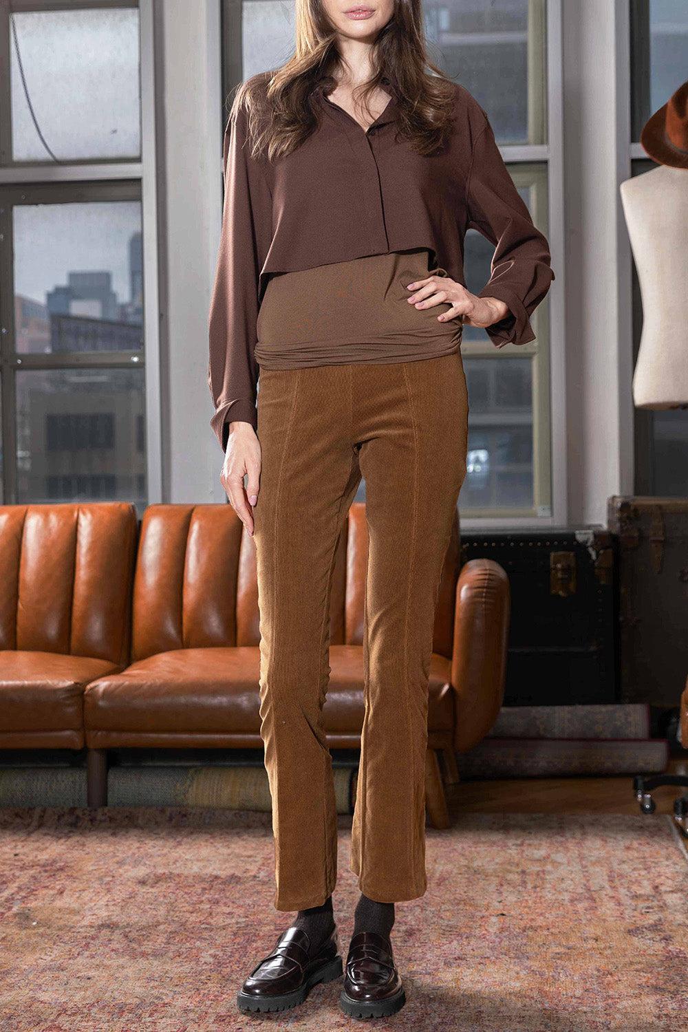 Jet Set Flare Pant - Cognac-COGNAC-2-CLOTHINGPANTSLIM FIT-AVENUE MONTAIGNE
