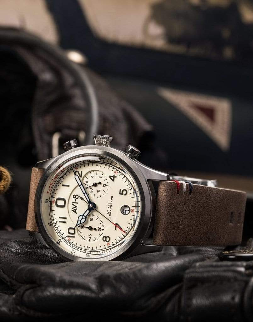 AVI-8-Flyboy LaFayette Cream Watch-GREY