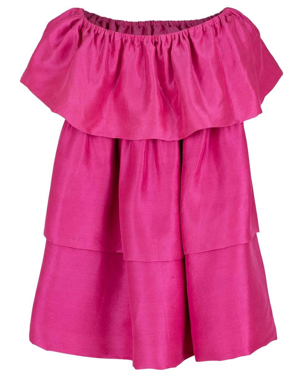 AZEEZA-Kamilla Raw Silk Bubblegum Dress-