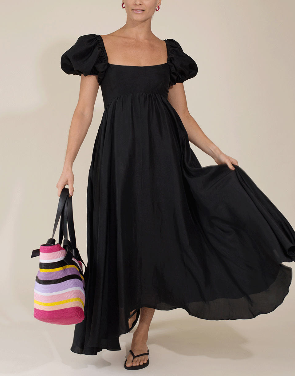 AZEEZA-Rory Raw Silk Black Dress-