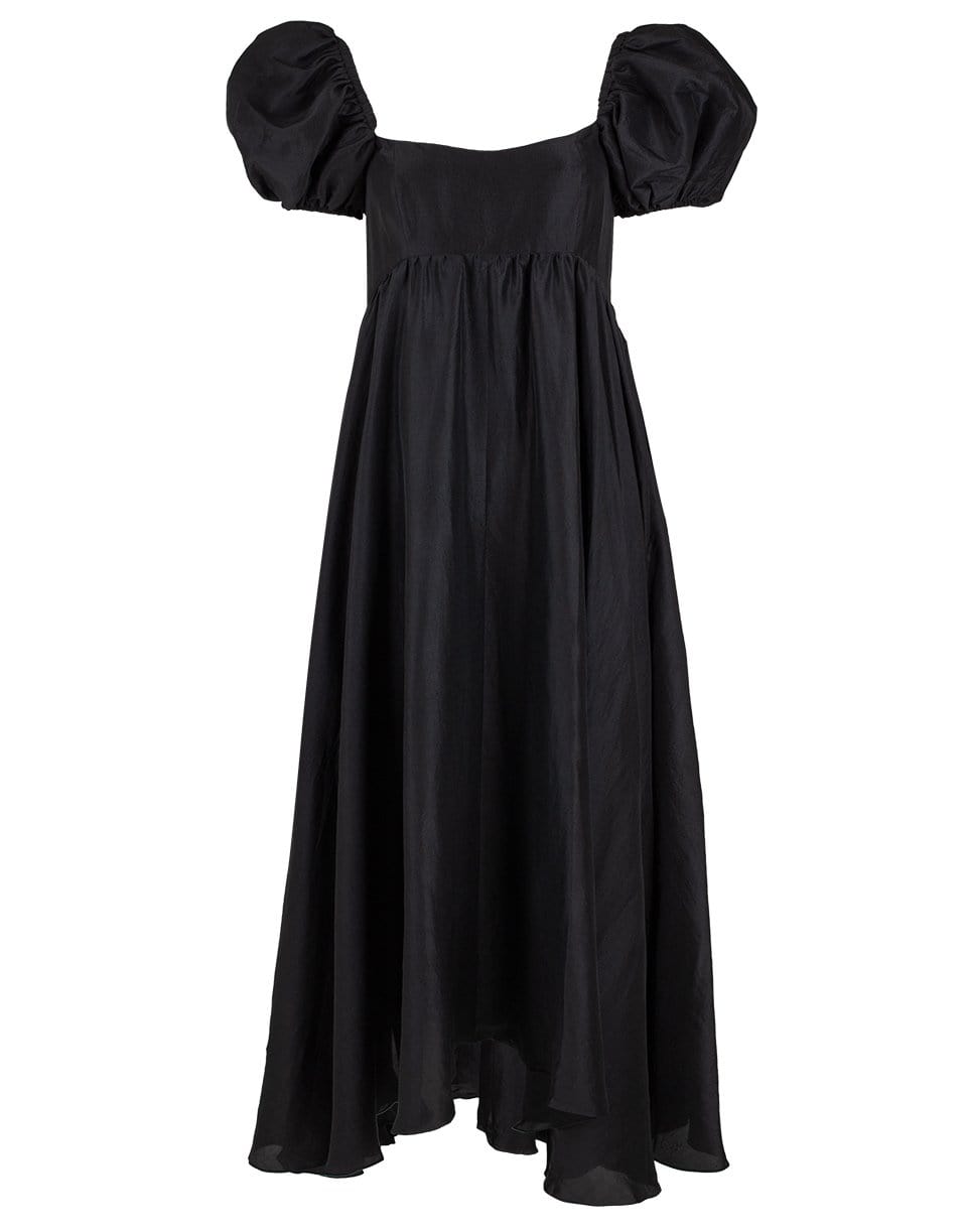 AZEEZA-Rory Raw Silk Black Dress-