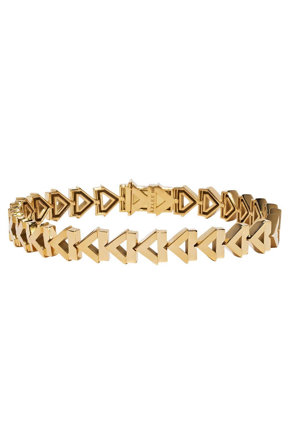 Deco Chevron Bracelet-YELLOW GOLD-6.5-JEWELRYFINE JEWELBRACELET O-AZLEE