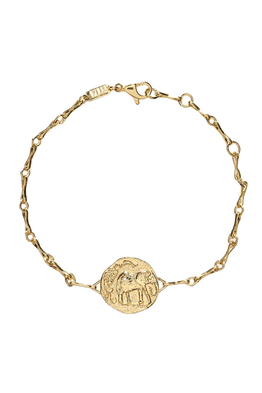 Diamond Elefante Single Coin Bracelet-YELLOW GOLD-JEWELRYFINE JEWELBRACELET O-AZLEE