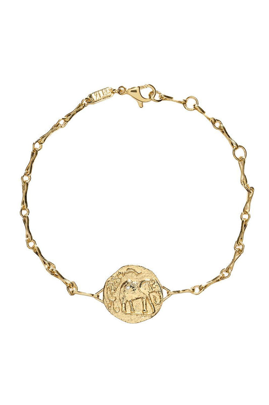Diamond Elefante Single Coin Bracelet-YELLOW GOLD-JEWELRYFINE JEWELBRACELET O-AZLEE