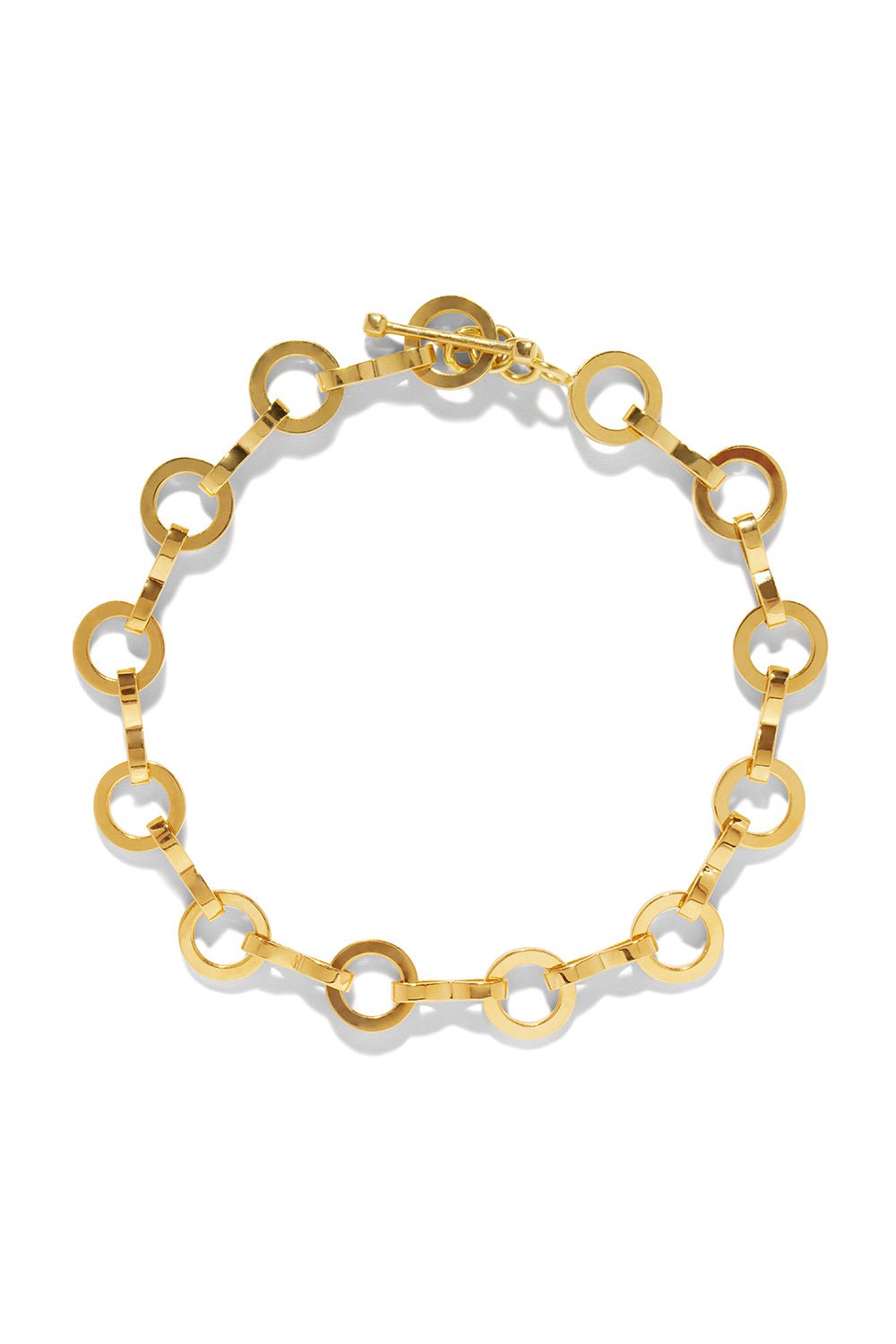 AZLEE-Heavy Circle Link Smooth Bracelet-YELLOW GOLD