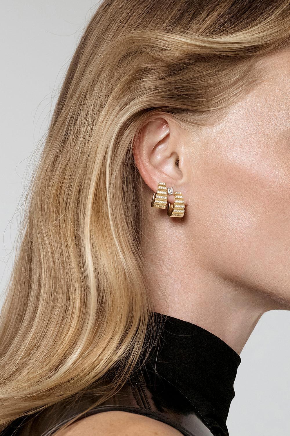 Diamond Escalier Hoop Earrings-YELLOW GOLD-JEWELRYFINE JEWELEARRING-AZLEE