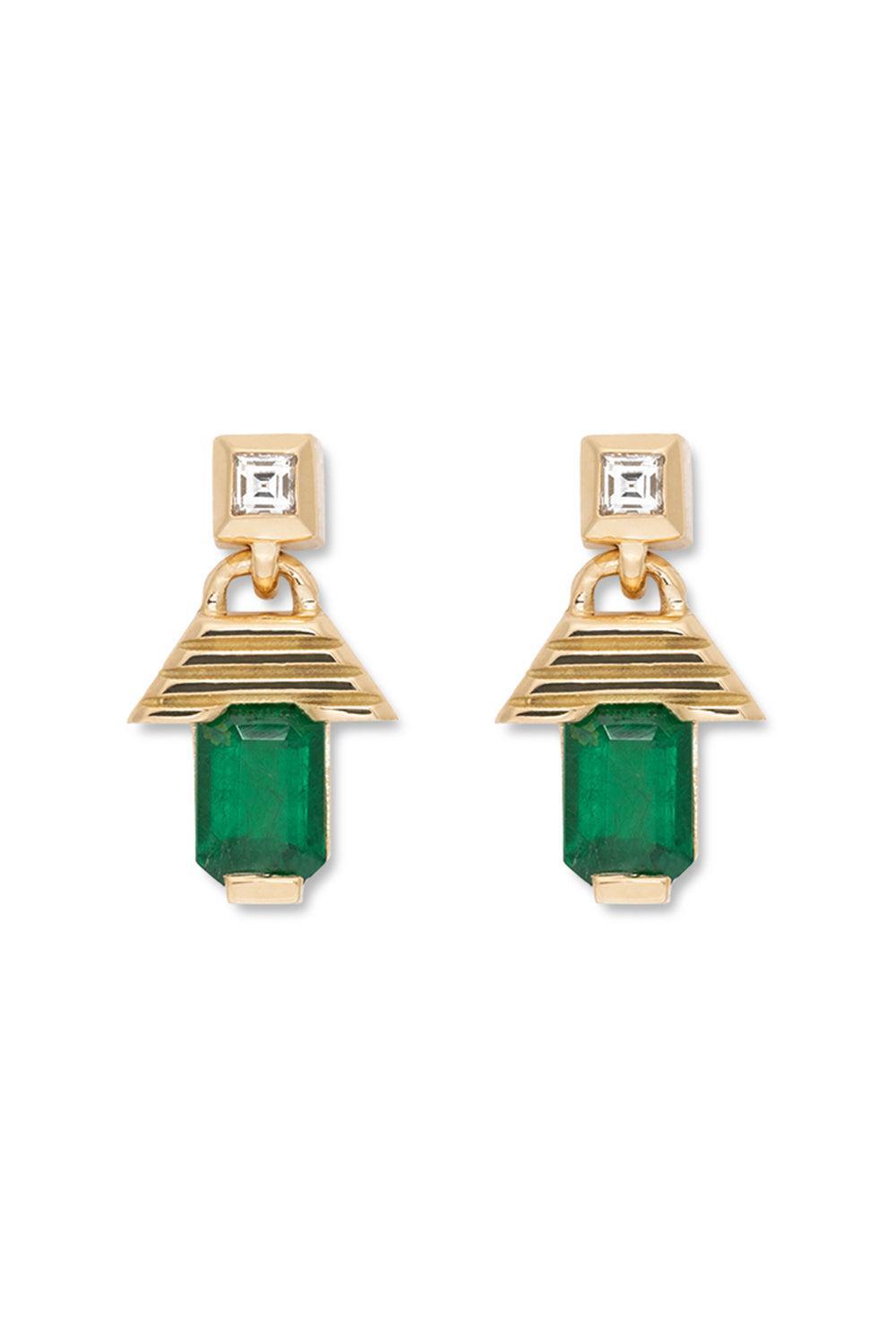 Emerald Escalier Large Drop Earrings-YELLOW GOLD-JEWELRYFINE JEWELEARRING-AZLEE