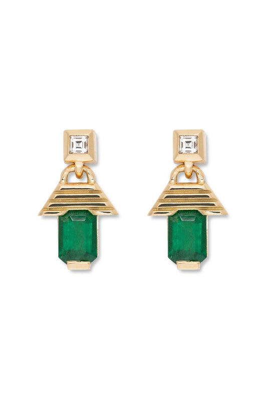 Emerald Escalier Large Drop Earrings-YELLOW GOLD-JEWELRYFINE JEWELEARRING-AZLEE