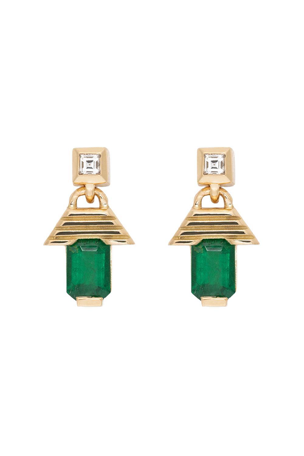 Emerald Escalier Large Drop Earrings-YELLOW GOLD-JEWELRYFINE JEWELEARRING-AZLEE