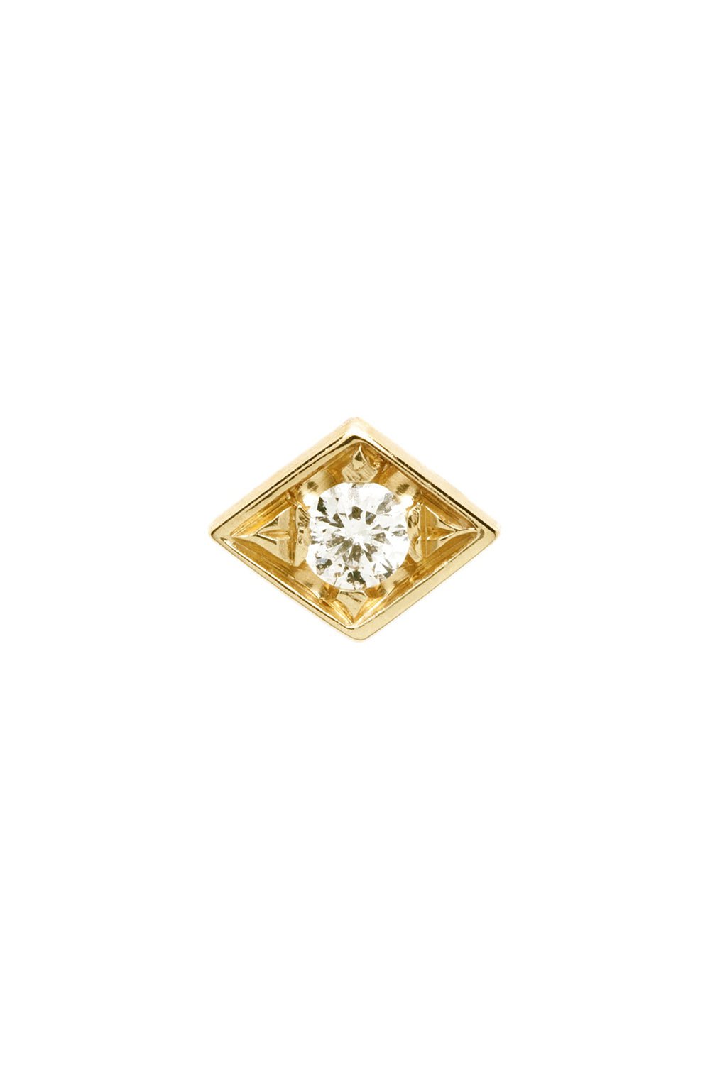 AZLEE-Petite Diamond Lone Burst Stud Earring-YELLOW GOLD