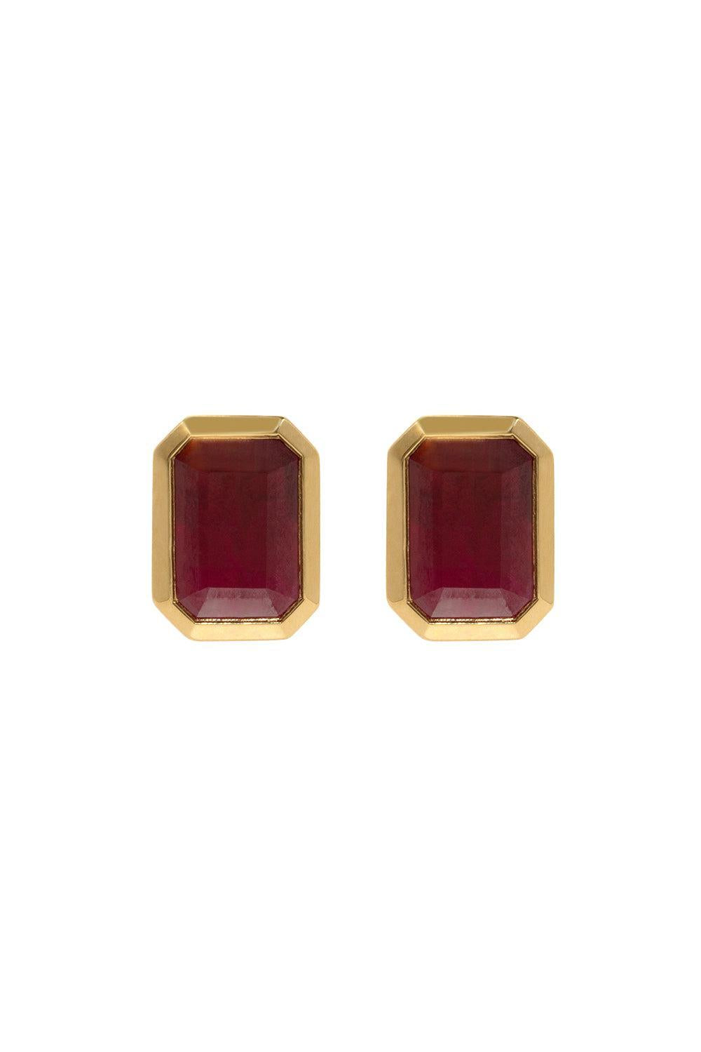 Rich Ruby Medium Stud Earrings-YELLOW GOLD-JEWELRYFINE JEWELEARRING-AZLEE
