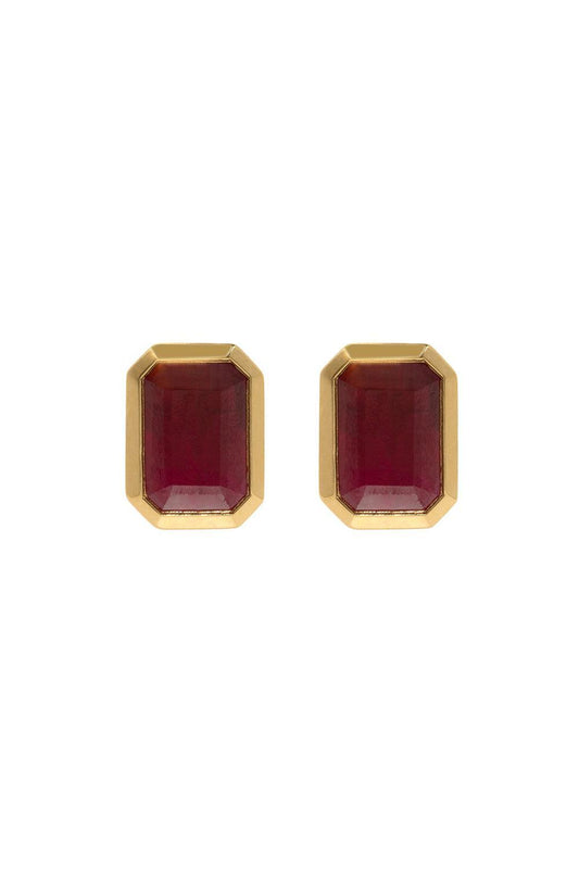 Rich Ruby Medium Stud Earrings-YELLOW GOLD-JEWELRYFINE JEWELEARRING-AZLEE