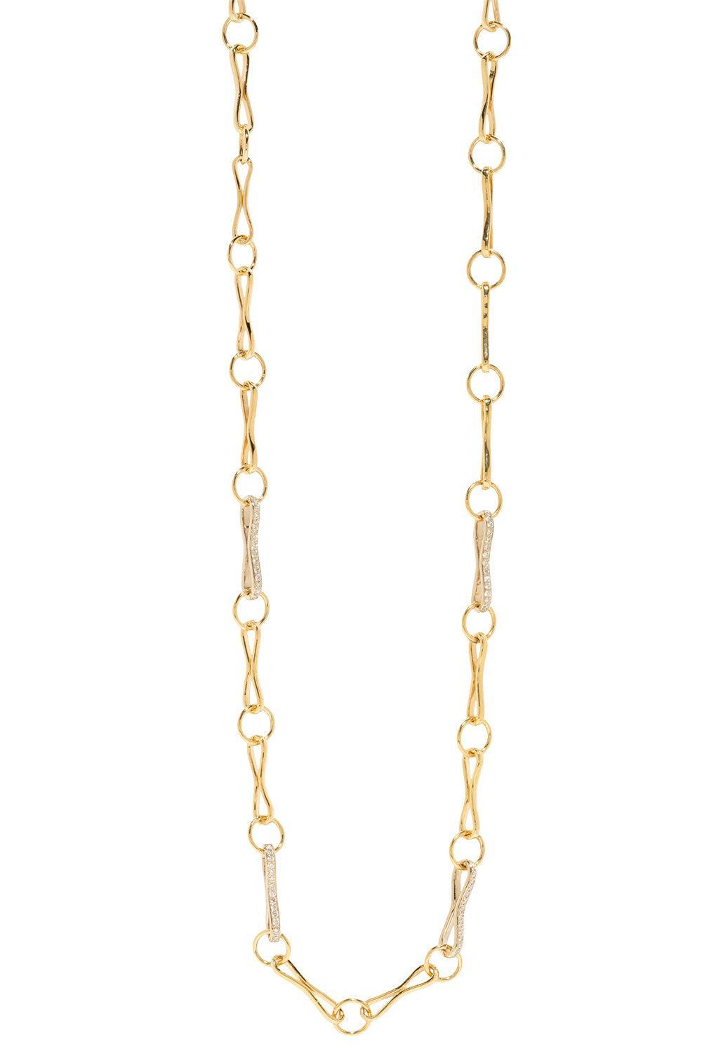 Diamond Link Large Motif Double Link Chain Necklace-YELLOW GOLD-16-JEWELRYFINE JEWELNECKLACE O-AZLEE