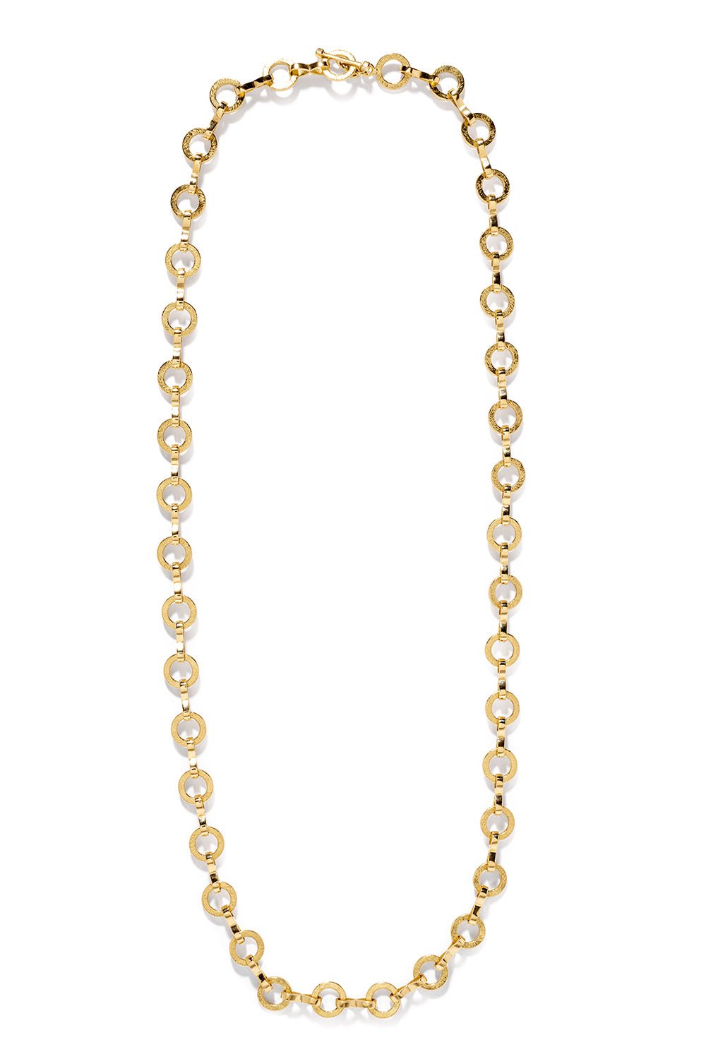 AZLEE-Heavy Circle Link Textured Chain-YELLOW GOLD
