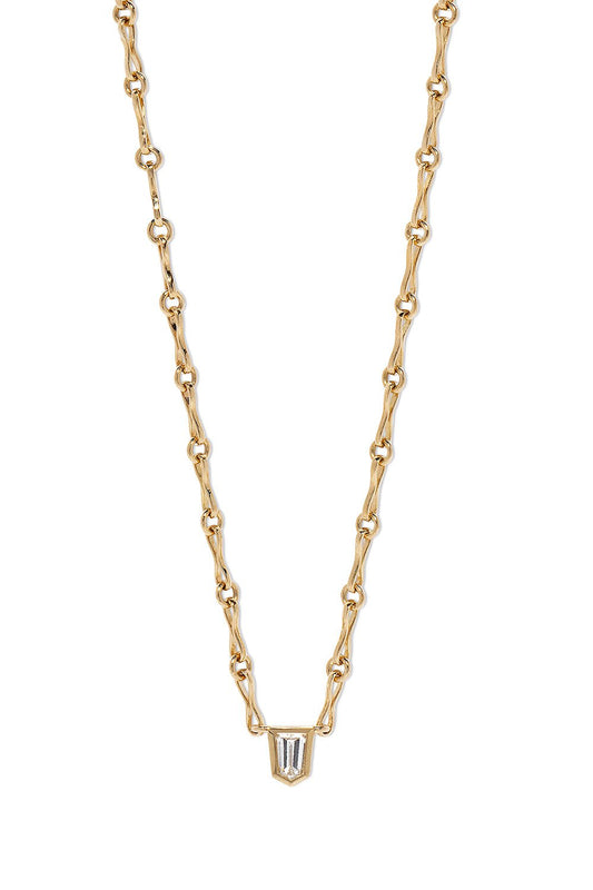 AZLEE-Bullet Diamond Motif Chain Necklace-YELLOW GOLD