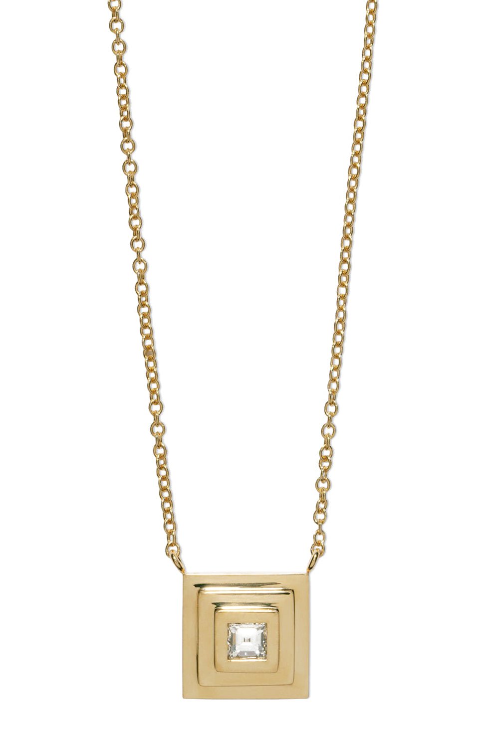 AZLEE-Carre Diamond Staircase Necklace-YELLOW GOLD
