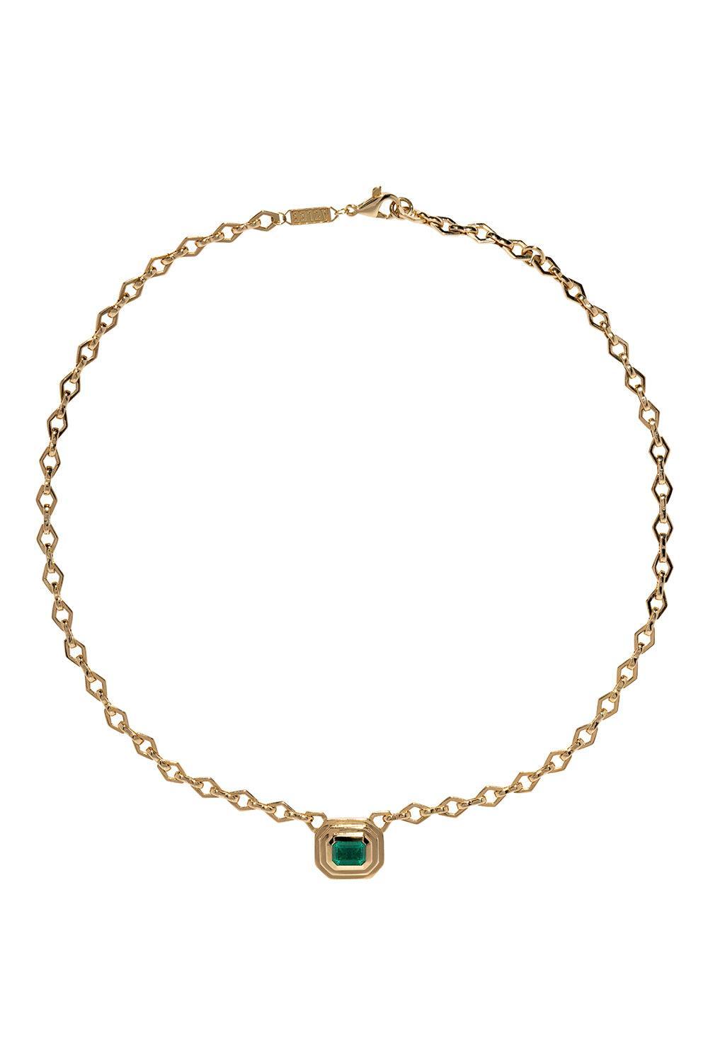 Emerald Staircase Medium Chain Necklace-YELLOW GOLD-JEWELRYFINE JEWELNECKLACE O-AZLEE