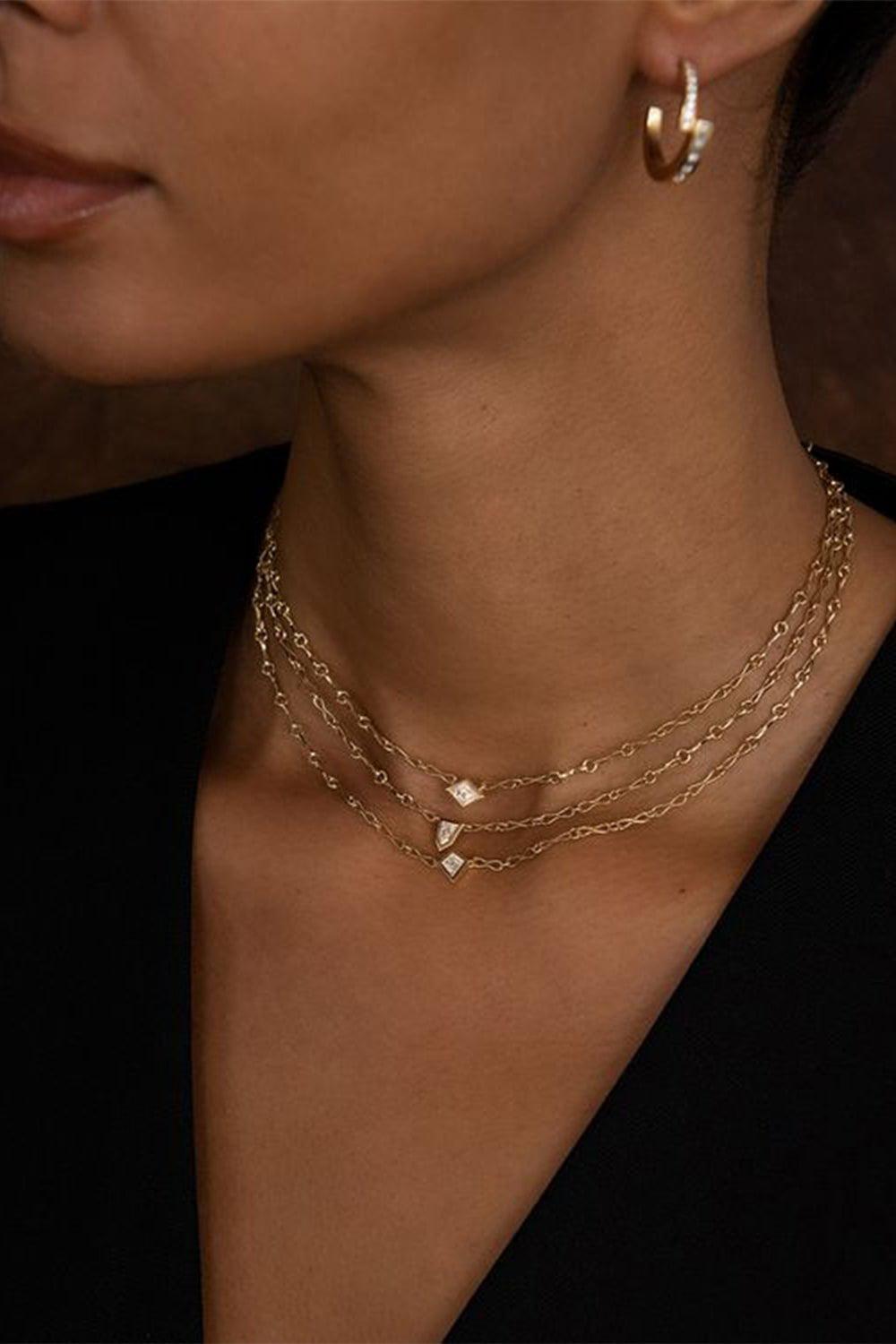 AZLEE-Kite Diamond Chain Necklace-YELLOW GOLD