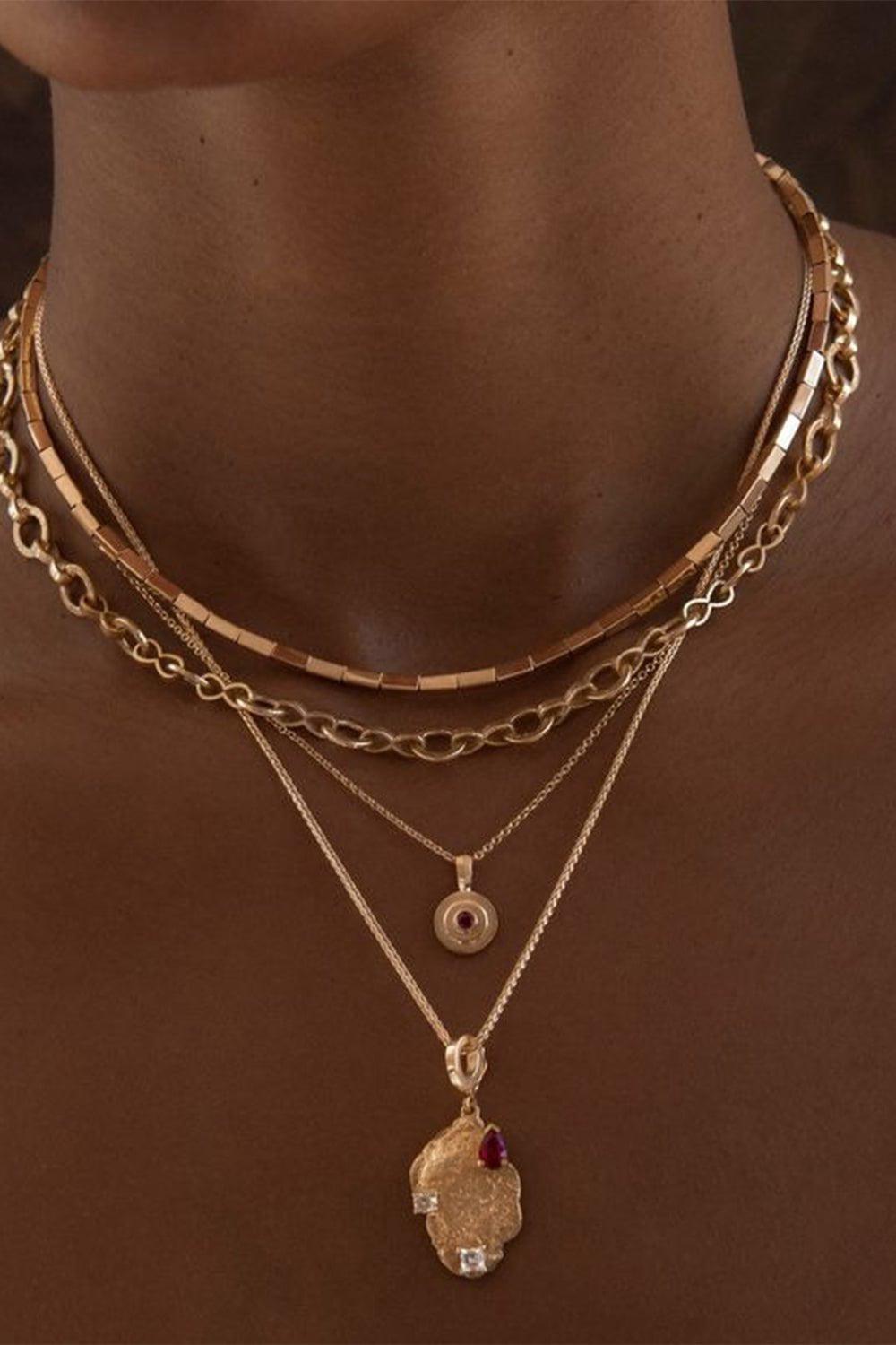 AZLEE-Small Gold Bar Necklace-YELLOW GOLD