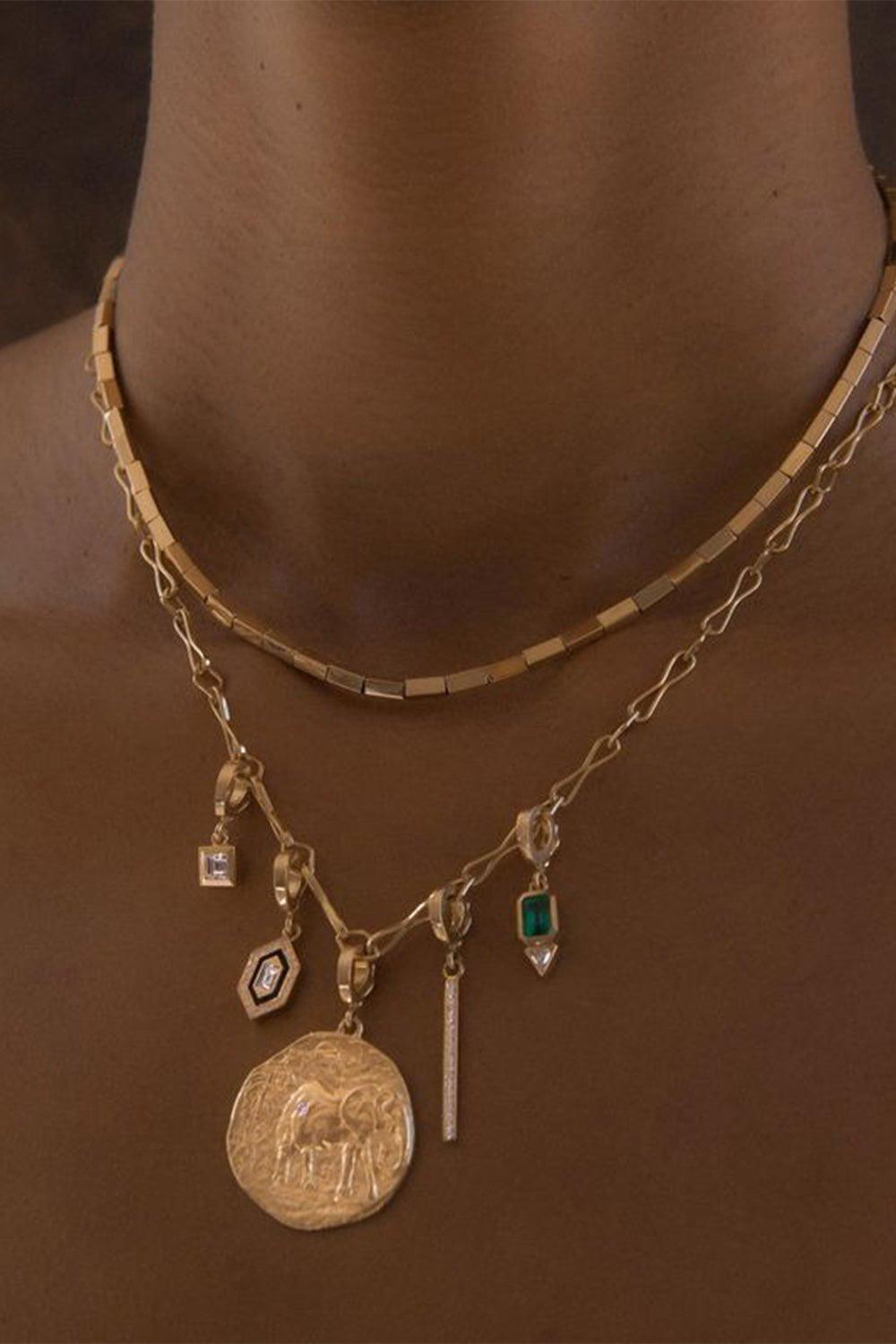AZLEE-Small Gold Bar Necklace-YELLOW GOLD
