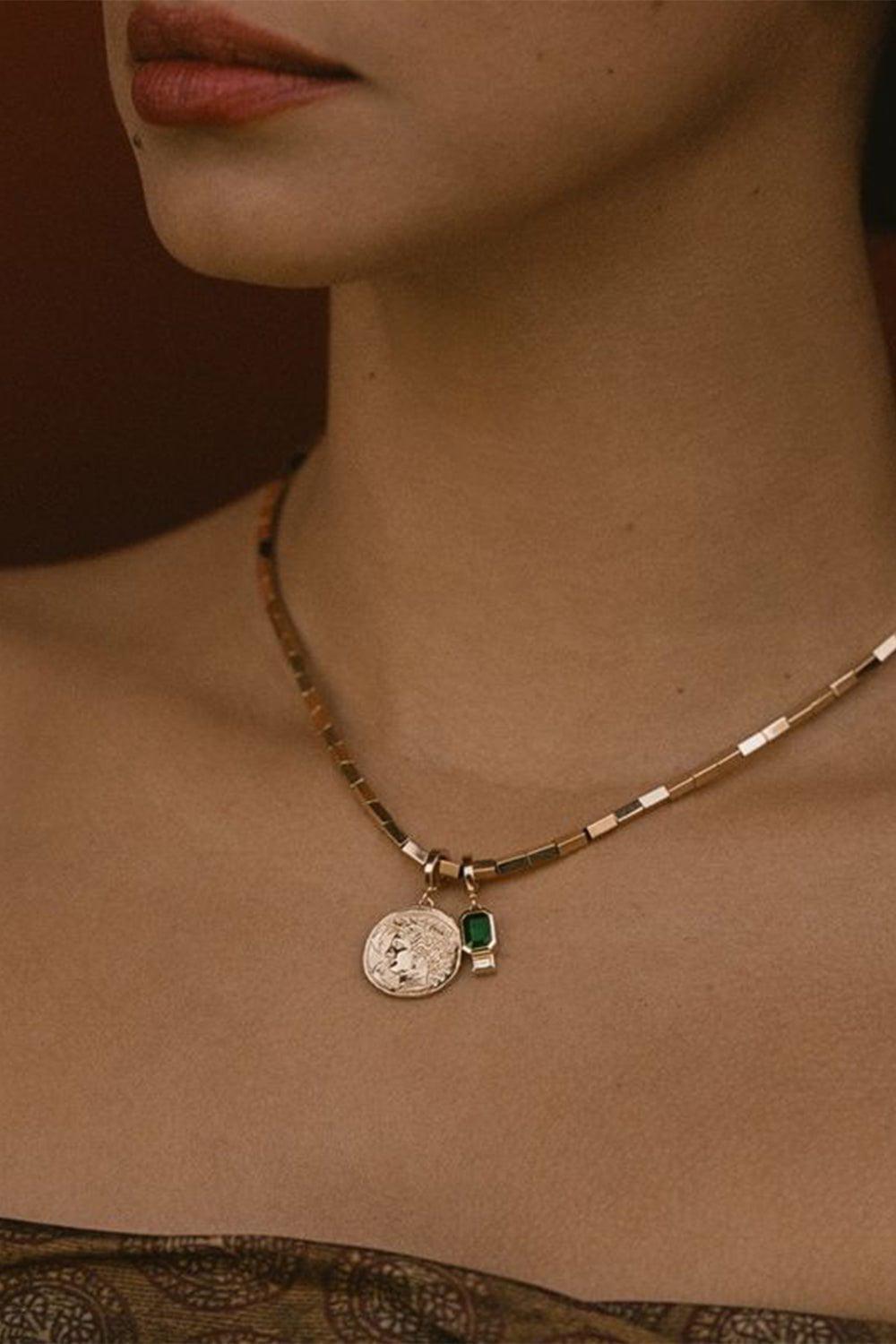 AZLEE-Small Gold Bar Necklace-YELLOW GOLD