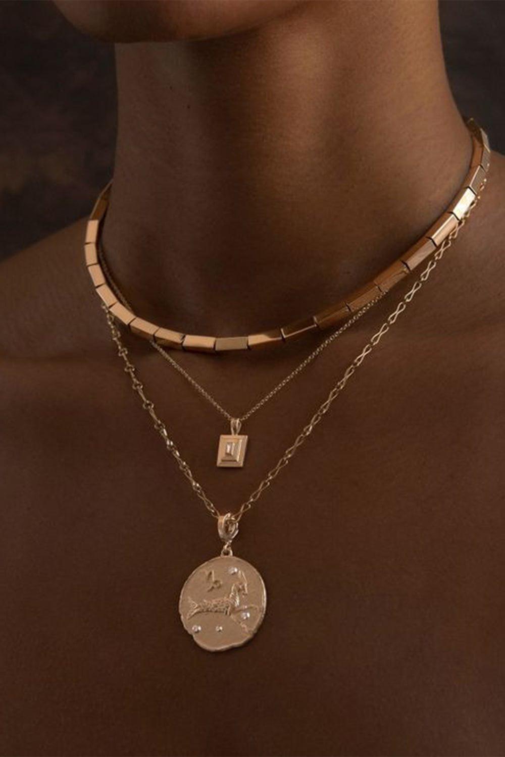 AZLEE-Small Gold Bar Necklace-YELLOW GOLD