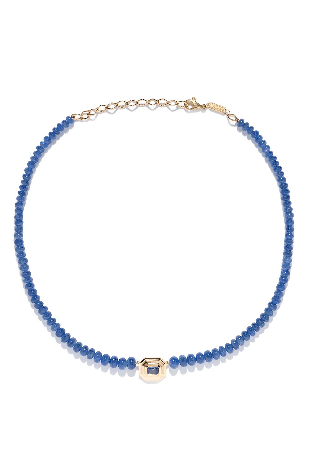 AZLEE-Rich Sapphire Bead Staircase Necklace-YELLOW GOLD