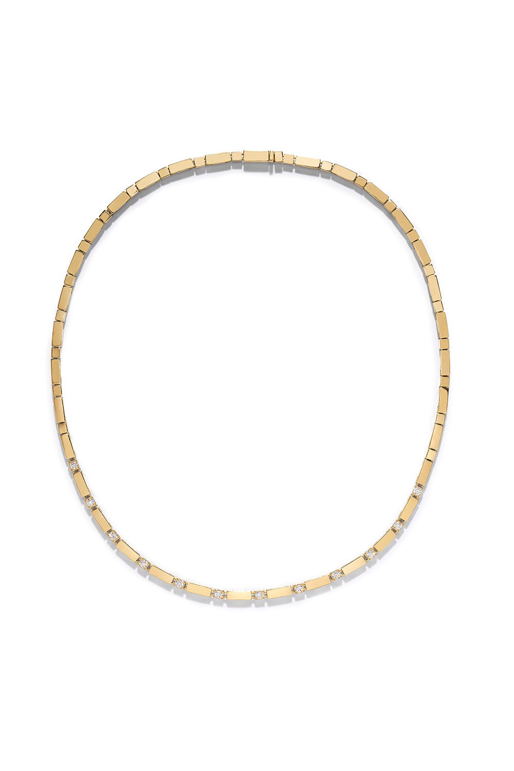 Gold Bar Diamond Tennis Necklace
