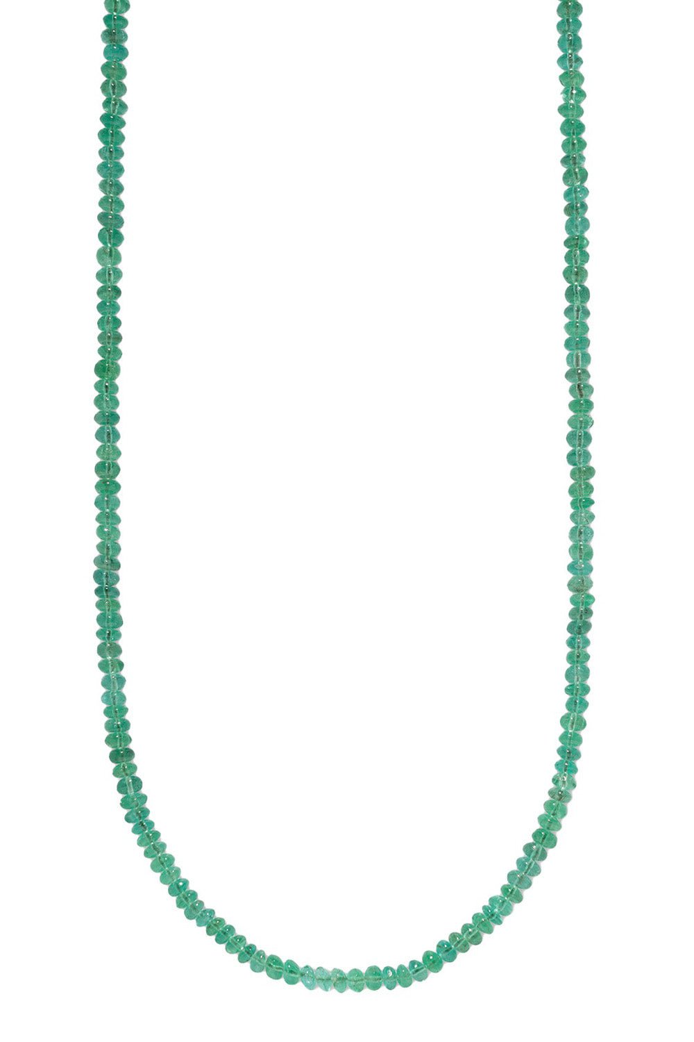 AZLEE-Small Light Emerald Bead Necklace-YELLOW GOLD