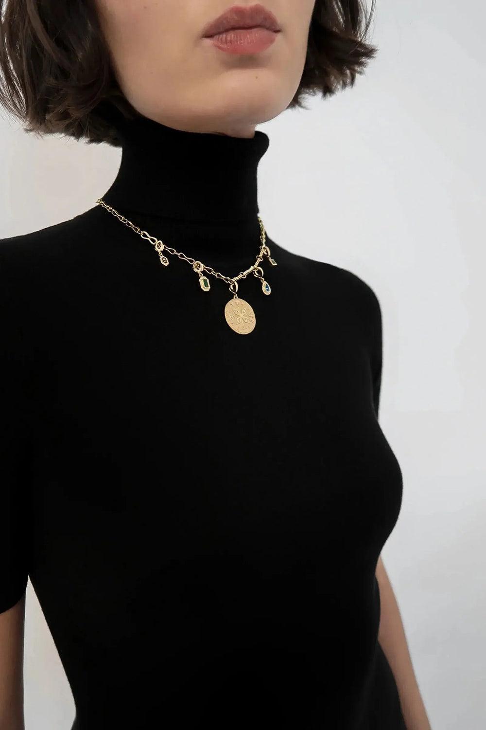 Medium Diamond Silhouette Sapphire Charm-YELLOW GOLD-JEWELRYFINE JEWELPENDANT-AZLEE