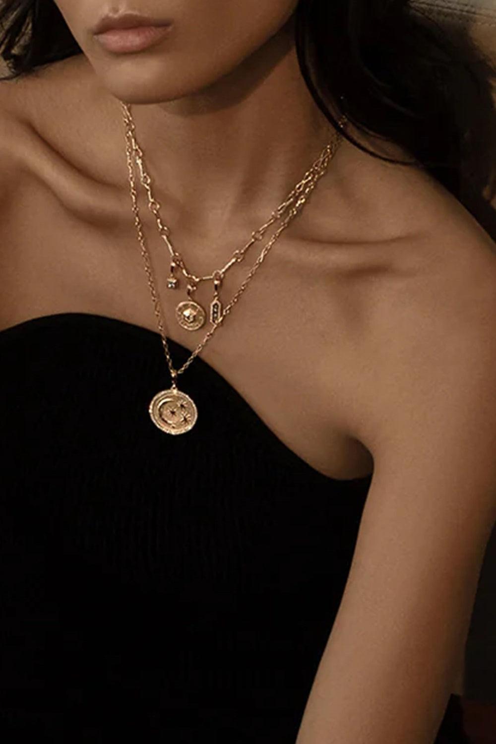 Diamond Eternity Hexagon Small Coin Charm-YELLOW GOLD-JEWELRYFINE JEWELPENDANT-AZLEE