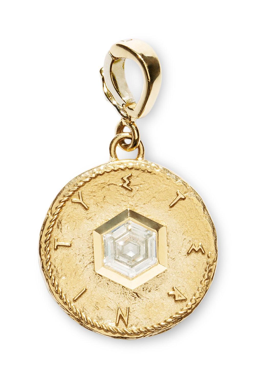 Diamond Eternity Hexagon Small Coin Charm-YELLOW GOLD-JEWELRYFINE JEWELPENDANT-AZLEE