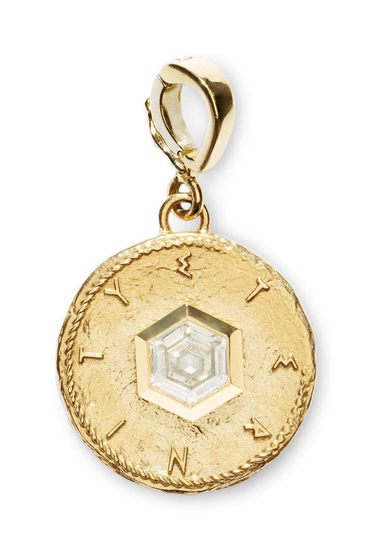 Diamond Eternity Hexagon Small Coin Charm-YELLOW GOLD-JEWELRYFINE JEWELPENDANT-AZLEE