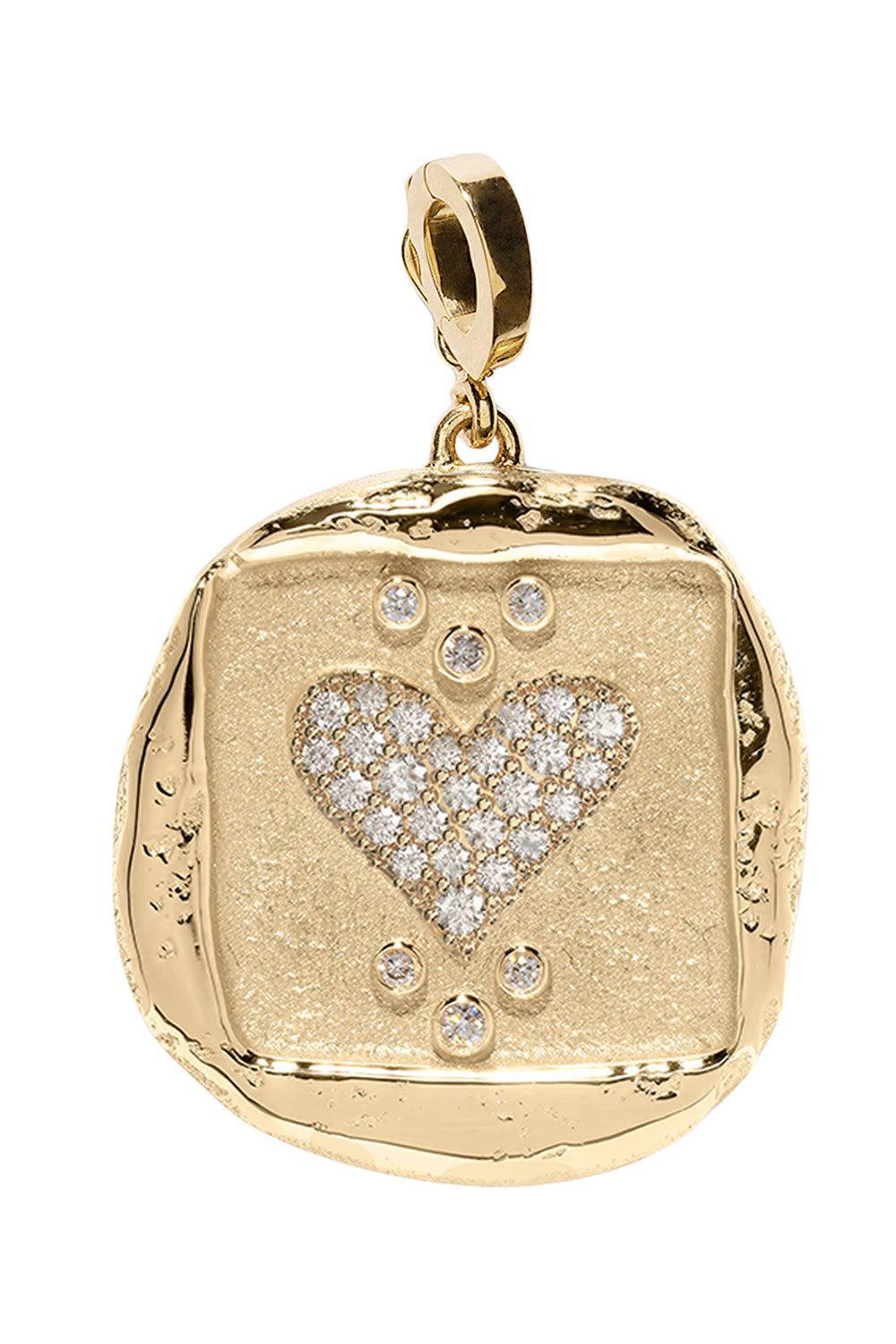 Diamond Large Heart Coin Pendant-YELLOW GOLD-JEWELRYFINE JEWELPENDANT-AZLEE