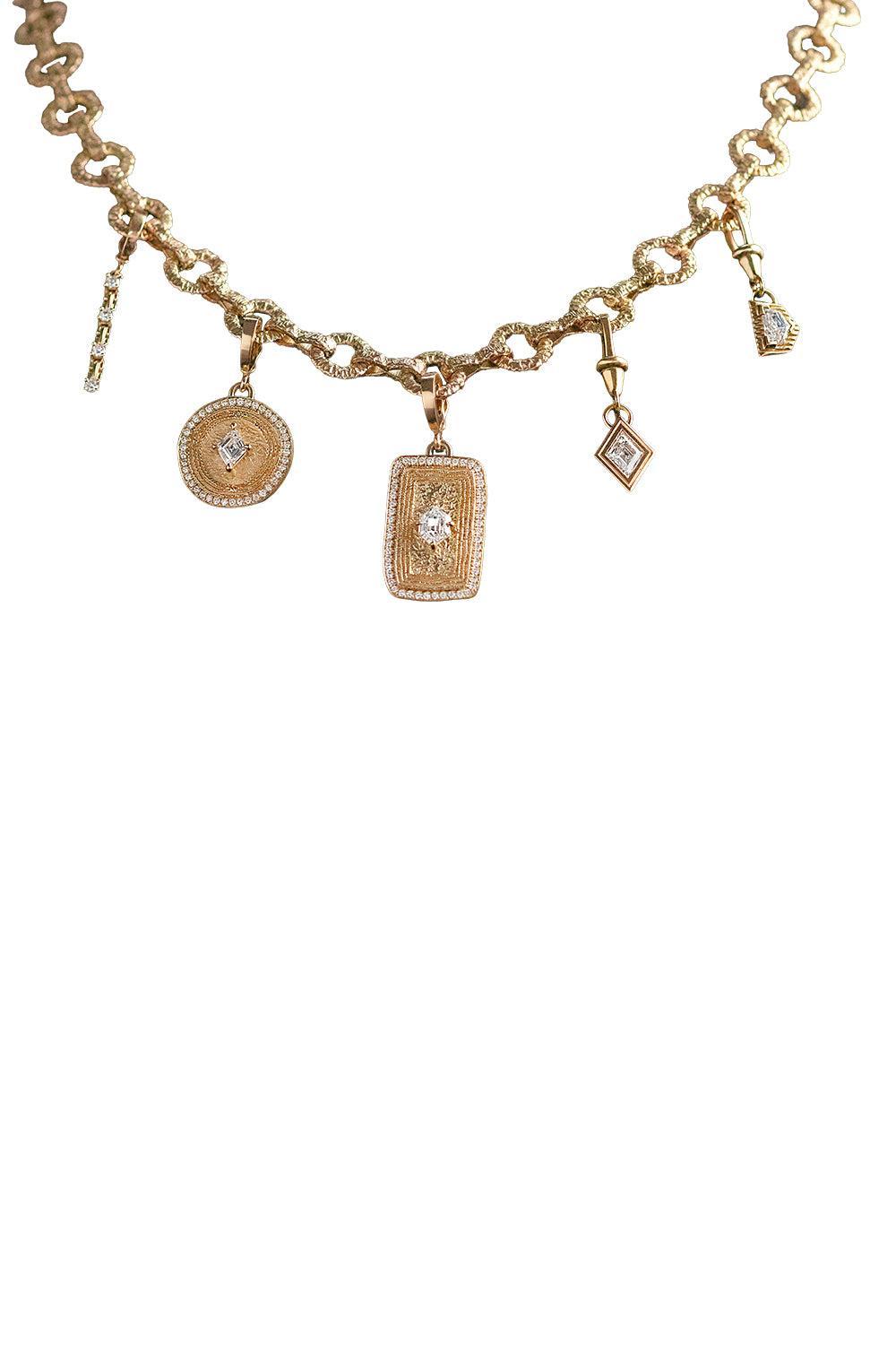 Diamond Lozenge Pave Coin Pendant-YELLOW GOLD-JEWELRYFINE JEWELPENDANT-AZLEE