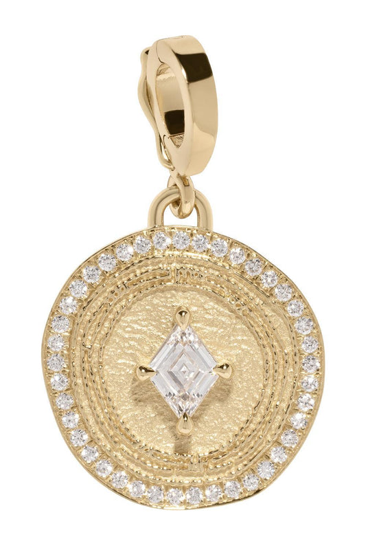 Diamond Lozenge Pave Coin Pendant-YELLOW GOLD-JEWELRYFINE JEWELPENDANT-AZLEE