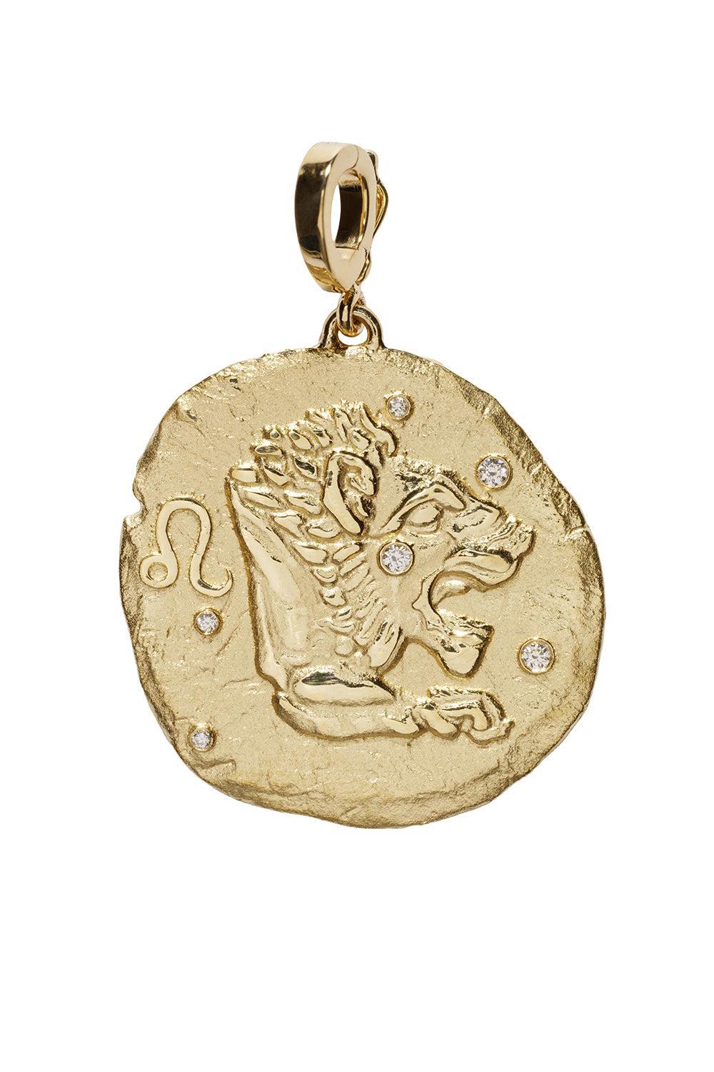 Diamond Of The Stars Leo Large Coin Charm-YELLOW GOLD-JEWELRYFINE JEWELPENDANT-AZLEE