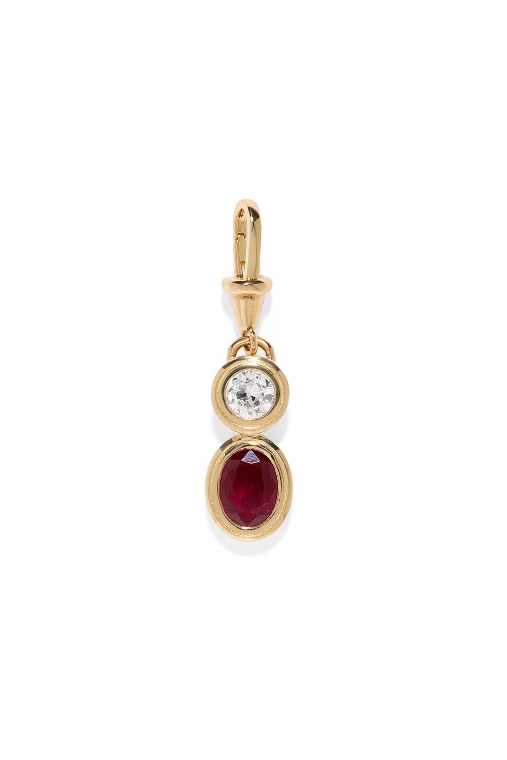 AZLEE-Duet Ruby Diamond Charm-YELLOW GOLD