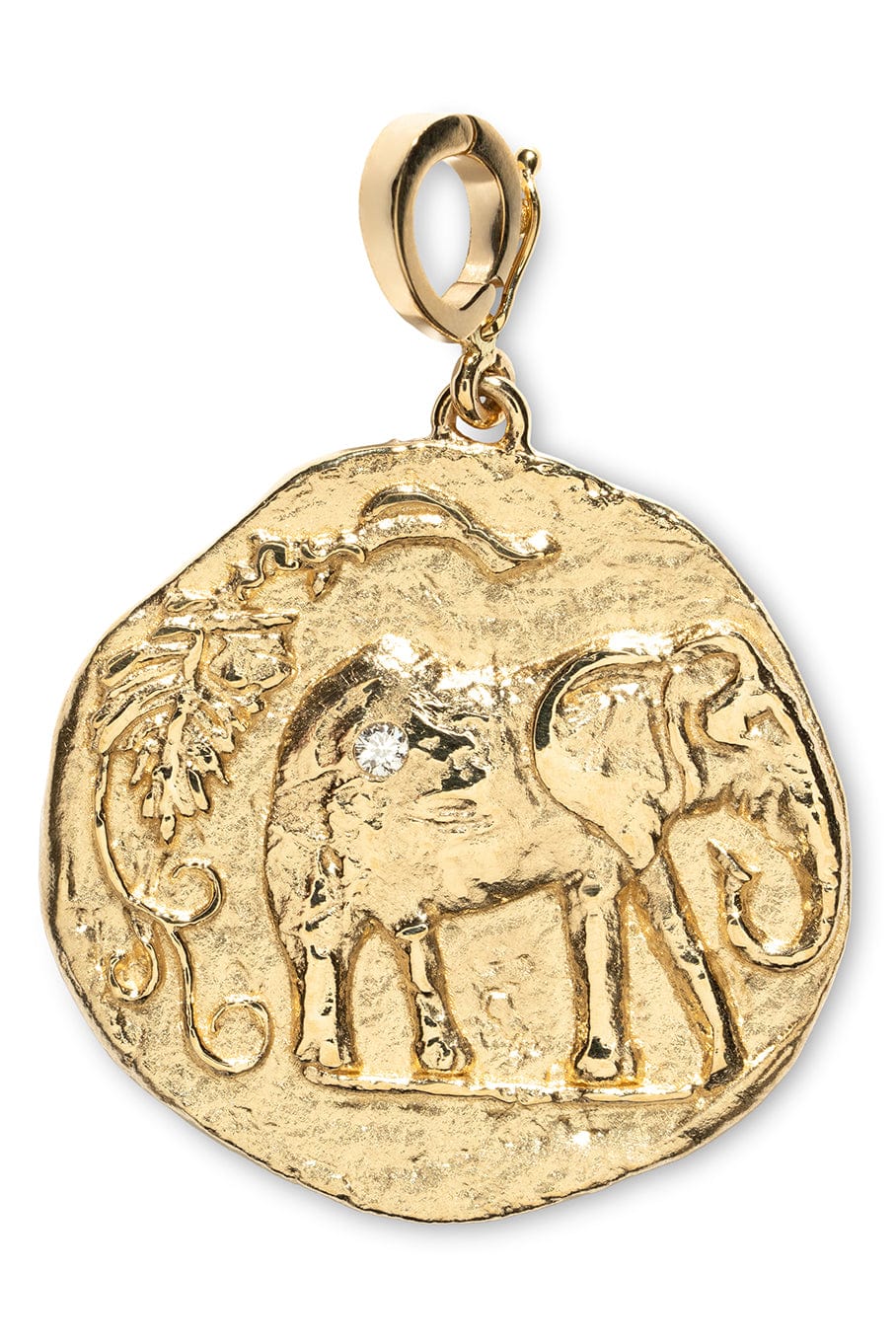 AZLEE-Elefante Large Diamond Coin Charm-YELLOW GOLD