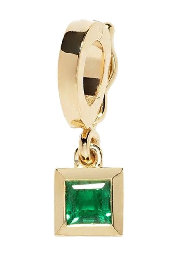 AZLEE-Emerald Carre Charm-YELLOW GOLD