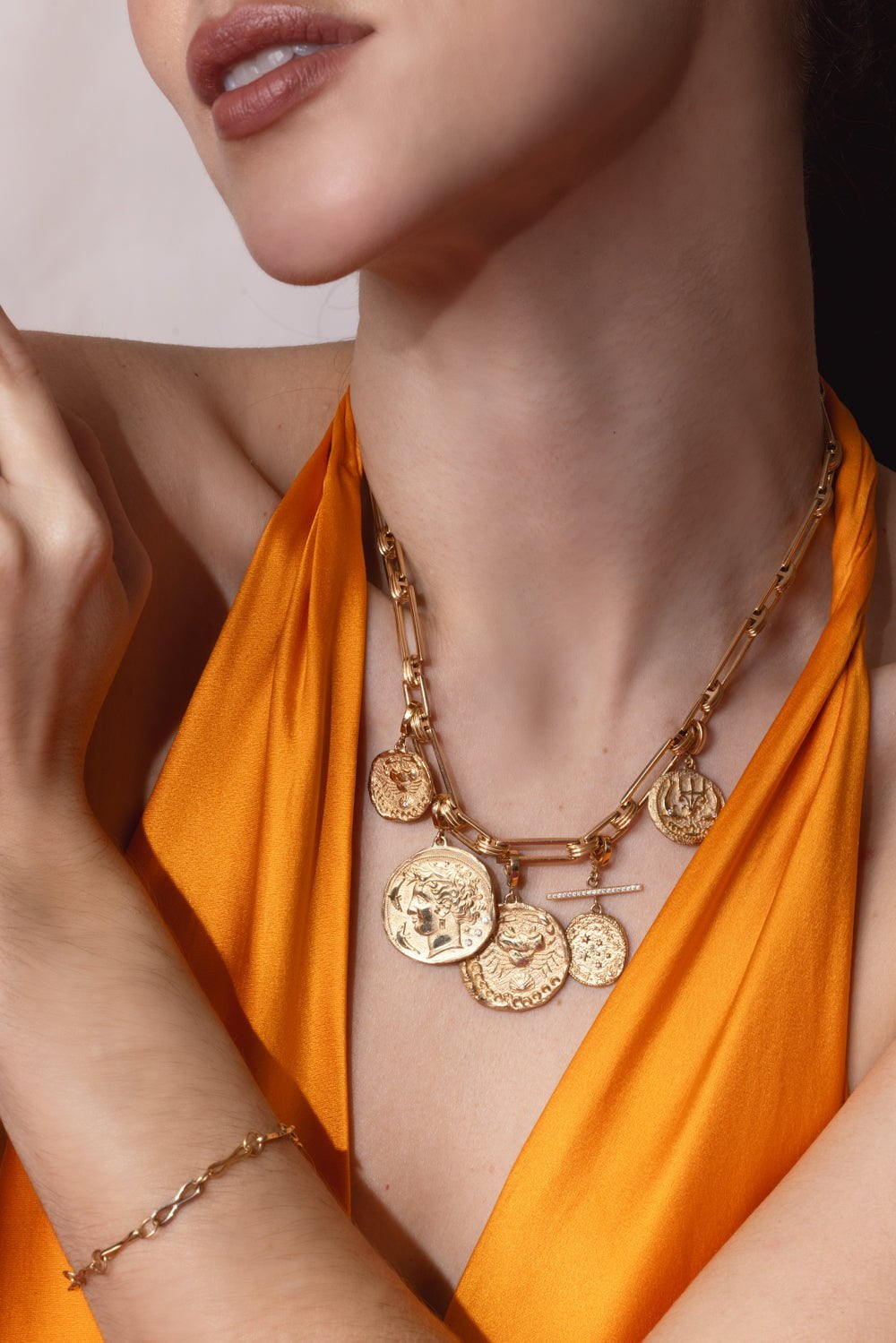 AZLEE-Goddess Large Coin Pendant-YELLOW GOLD