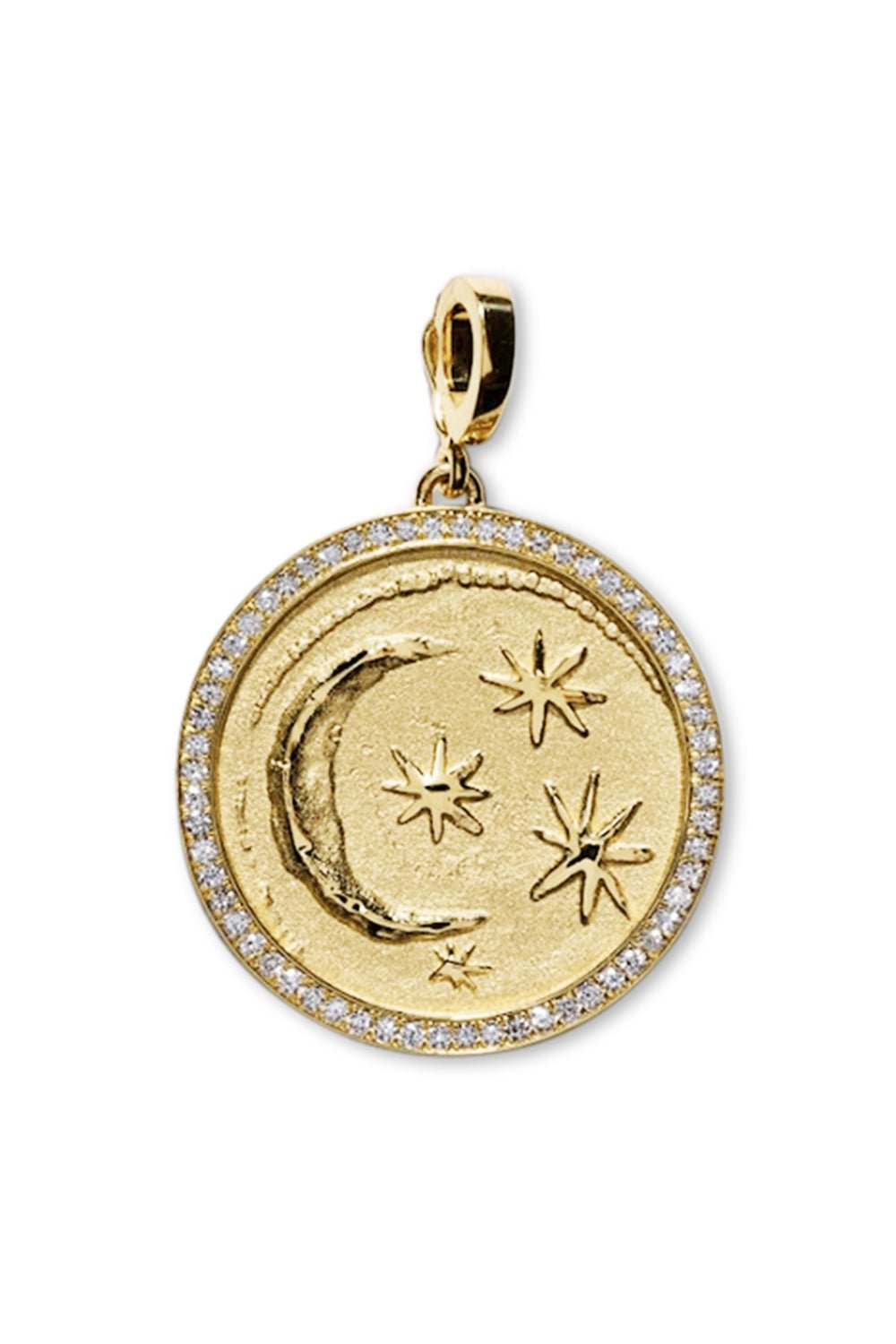 AZLEE-Large Cosmic Pave Coin Charm-YELLOW GOLD