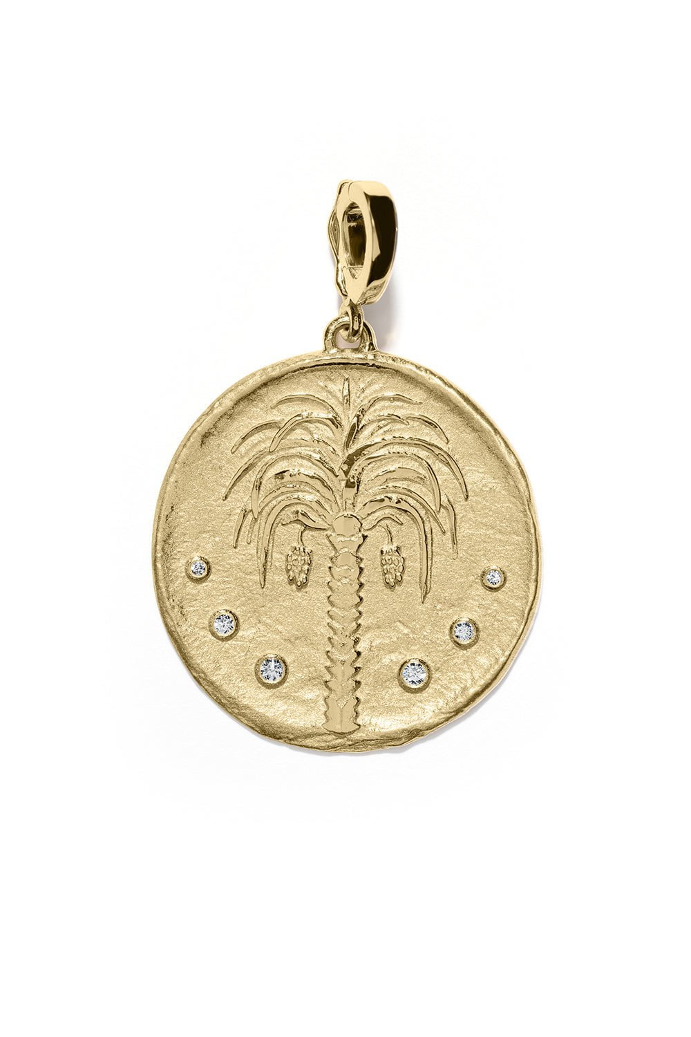 AZLEE-Large Prosperity Palm Diamond Coin Charm-YELLOW GOLD